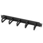 1U Horizontal Cable Manager, Steel Frame with 5 Detachable PC Plastic D-rings, Single Sided, for 19" EIA Supplier in Dubai UAE