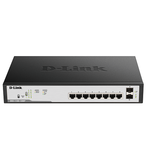 DGS-1100-10MP_C1_Front D-Link DGS-F1100-10PS-E 8 Port PoE Gigabit Smart Managed Switch Supplier in Dubai UAE - Image 1