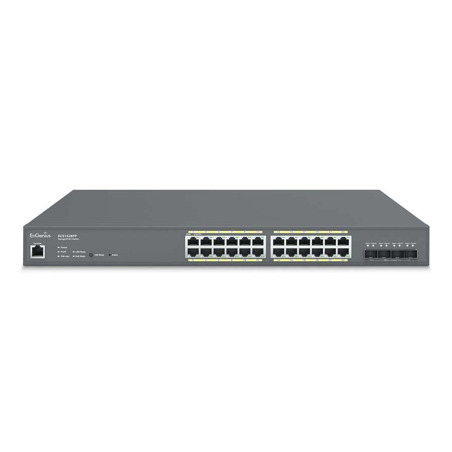 ecs1528fp-front-opt EnGenius ECS1528FP Cloud Managed 24-Port Gigabit 410W PoE+ Switch Supplier in Dubai UAE - Image 1