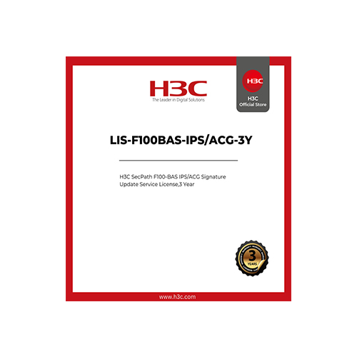 LIS-F100BAS-IPS-ACG-3Y H3C LIS-F100BAS-IPS/ACG-3Y SecPath F100-BAS IPS/ACG Signature Update Service License,3 Year - Image 1