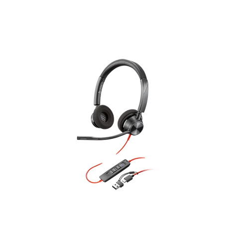 8X221AA HP Poly 8X221AA Blackwire 3325 Headset (BW3325), USB-C with 3.5mm Jack + USB-C/A Adapter Price in Dubai UAE - Image 1